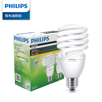 Philips 飛利浦 28W 螺旋省電燈泡-黃光2700K 2入裝 拆封品 (PR904D)